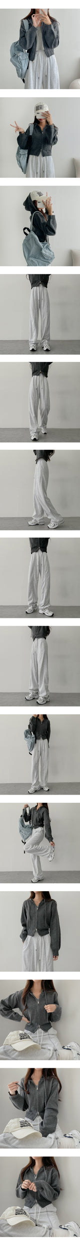 Pado Two-Way Cropped Knitwear Hooded Zip-Up