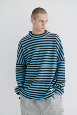ストライプハイネックプルオーバー / BSR2223FWPO027 STRIPE HIGH NECK PULLOVER BLUE