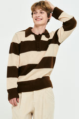 UNI MONO CHERRY COLLAR KNIT [BROWN]