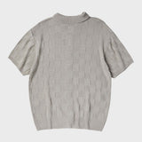 チェッカーボードカラージップアップ/CHECKERBOARD COLLAR ZIP UP (GREISH BEIGE)