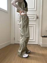 Tabe shirring jogger nylon pants set-up