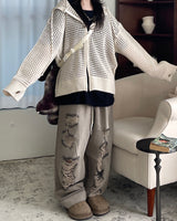 Hoshi mesh hooded knit zip-up