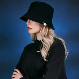 Herringbone label bucket hat BLACK