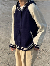 Navi button hood cardigan 