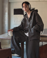 ニットピグメントフードジップアップ / Kint pigment hood zip-up (3 color)