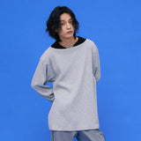 Half-moon Long sleeve T-shirt [Gray] (6592006619254)