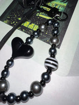 ブラックハートビーズキーリング/Black Heart Beads Key-ring