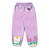 21 FLAME WIDE HEAVY SWEAT JOGGER PANTS PURPLE / BLACK (6622946754678)
