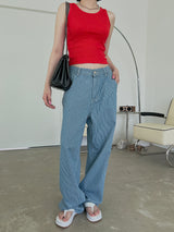 ストライプバンディングデニムパンツ/striped banding denim pants