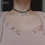 ベイビーエンジェルハートチョーカーネックレス / Baby Angel Heart Choker Necklace - Silver ver.