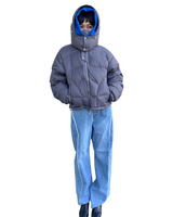 プリントクロップドフーディー/Print Cropped Hoodie-BLUE