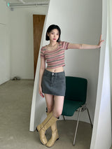 レインボークロップニット / Rainbow Crop Knit (2color)