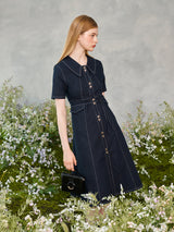 ツーボタンカラースティッチドレス / Two Button Collar Stitch Dress