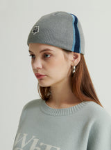 WHATTHE Logo Stripe Beanie Grey (6643575849078)