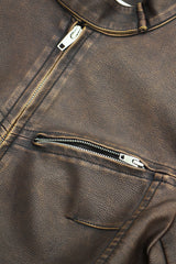 ピグメントウォッシュドレザージャケット/Pigment Washed Leather Jacket - Charcoal