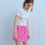 レースヘムハーフスリーブTシャツ / LACE HEM HALF SLEEVE TEE, WHITE