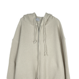 ウォームフーデッドニットジップアップ/Warm hooded knit zip-up