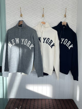 LMN Dear New York Lettering Hachi Knitwear Zip-up (3 colors)