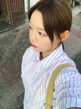 パステルストライプハーフシャツ