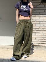 ロモンデイリーバンディングストリングコットンロングワイドパンツ / Romon Daily Banding String Cotton Long Wide Pants