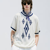 ナバジョパターンリンガーハーフニット / NAVAJO PATTERN RINGER HALF KNIT CREAM