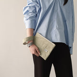 Oxford simple line strap pouch - beige