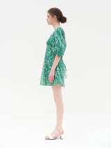 PUFF SLEEVES V NECK ONEPIECE_GREEN (6580887847030)