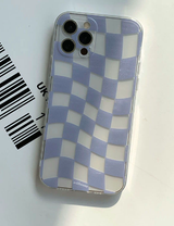 トランスペアレントチェッカーボードパープルフォーンケース / Transparent Checkerboard Purple Phone Case