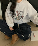 Ribbon Sheep Fleece Jogger Pants (4color)