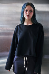 VINTAGE P. DYEING CUT-OUT CROP-TEE (Black) / ビンテージダイングアウトクロップT