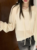 アネスシースルーストラップフリルブラウス / Anes see-through strap frill blouse