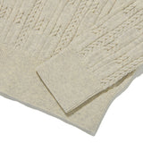 SMALL CHERRY V-NECK CABLE CROP KNIT [OATMEAL]