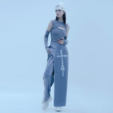 クロスラップスカートパンツ/1 0 cross wrap skirt pants - GREY