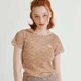 インターロック ステッチ レーストップ / INTERLOCK STITCH LACE TOP_ORANGE