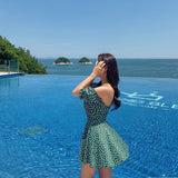 Floral Pattern Shirring One-Piece Swimsuit SW18793F