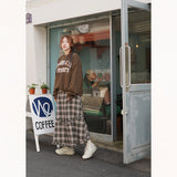 CHECK FRILL BANDING LONG SKIRT