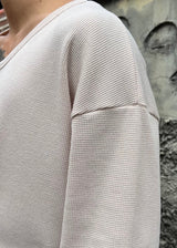 ワッフルUネックロングスリーブ