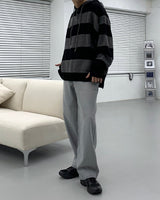 Striped Oversized Warmer Hooded Knitwear (3 colors)