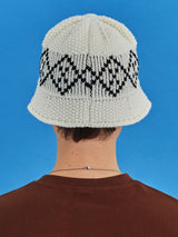 ARGYLE KNIT BUCKET HAT / IVORY