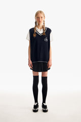 ミドルチェリーⅤネックニットベスト／MIDDLE CHERRY V-NECK KNIT VEST [NAVY]