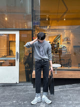 LMN Regular Roll-Up Denim Pants (Black)