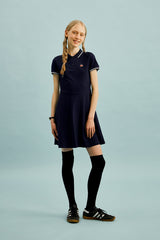 スモールチェリーフレアーピケドレス／SMALL CHERRY FLARED PIQUE DRESS [NAVY]