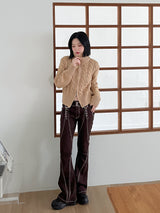 ブラウン ステッチ ブーツカット トラウザー / brown stitch bootcut trousers