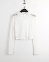 Swan rose see-through cropped hooded sweatshirt