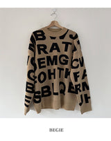 Lettering Pattern Knit Top(3 color) (6596178313334)