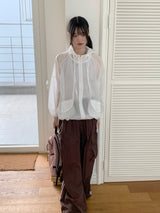 Shabe Side Line Coloring Nylon Two-Way String Long Cargo Pants