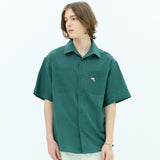 シアーサッカードルフィンハーフスリーブシャツ / Seersucker dolphin half sleeve shirt