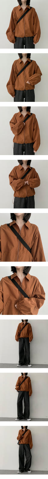 ランシーストリングナイロンカラーウィンドブレーカー / Lancy String Nylon Collar Windbreaker
