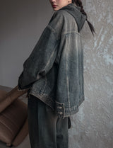 (UNISEX) インアワーウォッシングフードデニムジャケット