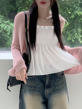 フレアストリングクロップドノースリーブ